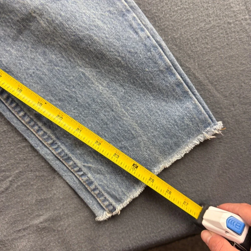 Vintage Levis Jeans Mens 32x25 Blue Orange Tab 70s 80s YKK Zipper Raw Hem Thrash